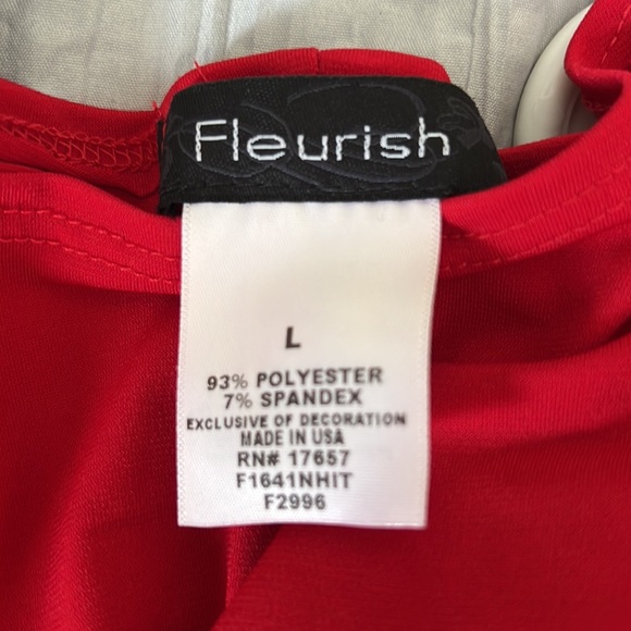Fleurish Red Cold Shoulder Blouse Large - Picture 5 of 6